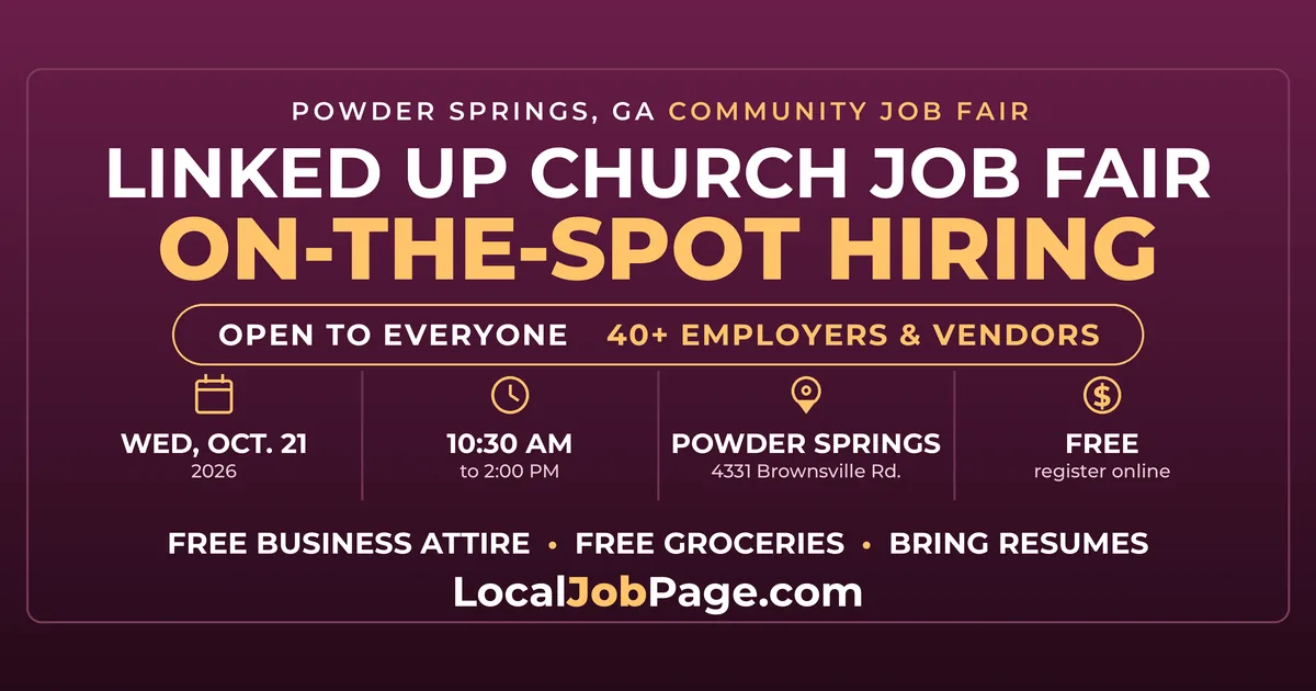 Linked UP Church Community Job Fair, Oct. 21 in Powder Springs: What to Know Before You Go