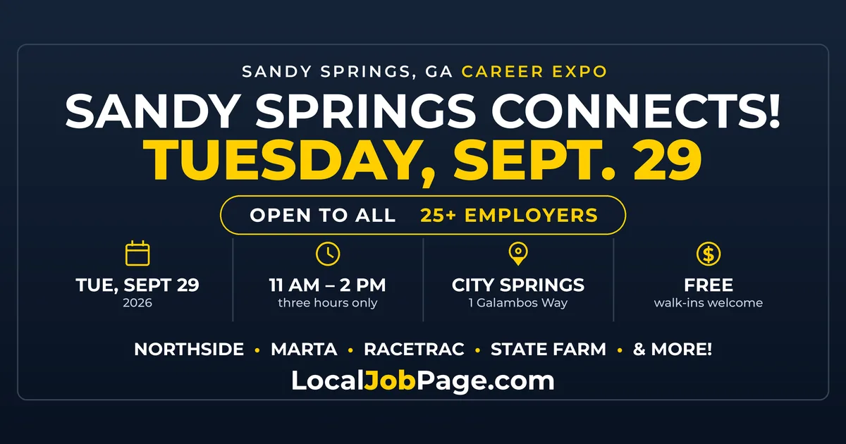 Sandy Springs Connects Career Expo, Sept. 29 at City Springs: What to Know Before You Go
